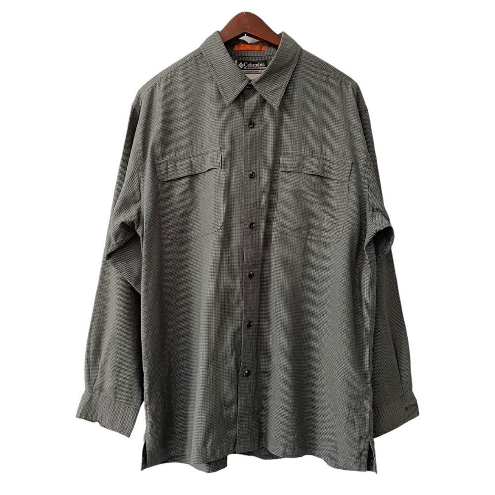 Columbia Green XCO Button Up Long Sleeve Shirt Men's Size Large Pockets Outdoor